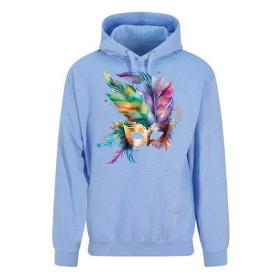 Mardi Gras Feather Mask Watercolor Unisex Surf Hoodie