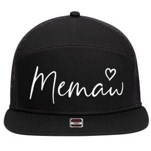 Memaw Gifts For Women Grandma Heart MotherS Day Memaw 7 Panel Mesh Trucker Snapback Hat