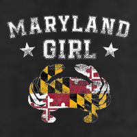 Maryland Girl Flag Blue Crab State Pride Retro 7 Panel Mesh Trucker Snapback Hat