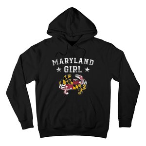 Maryland Girl Flag Blue Crab State Pride Retro Hoodie