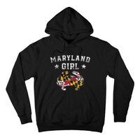 Maryland Girl Flag Blue Crab State Pride Retro Hoodie