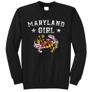 Maryland Girl Flag Blue Crab State Pride Retro Sweatshirt