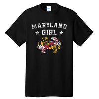 Maryland Girl Flag Blue Crab State Pride Retro Tall T-Shirt