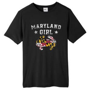 Maryland Girl Flag Blue Crab State Pride Retro Tall Fusion ChromaSoft Performance T-Shirt