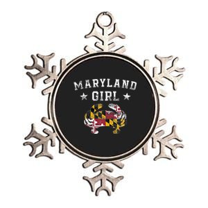 Maryland Girl Flag Blue Crab State Pride Retro Metallic Star Ornament