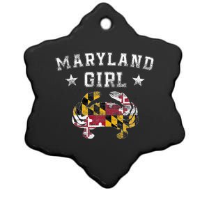 Maryland Girl Flag Blue Crab State Pride Retro Ceramic Star Ornament