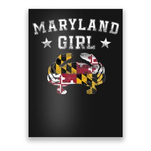 Maryland Girl Flag Blue Crab State Pride Retro Poster