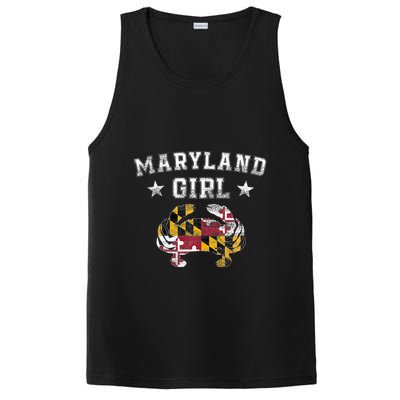 Maryland Girl Flag Blue Crab State Pride Retro PosiCharge Competitor Tank
