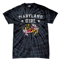 Maryland Girl Flag Blue Crab State Pride Retro Tie-Dye T-Shirt