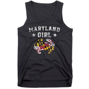 Maryland Girl Flag Blue Crab State Pride Retro Tank Top