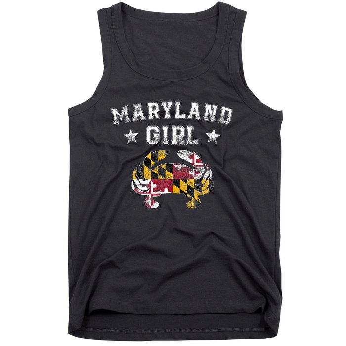 Maryland Girl Flag Blue Crab State Pride Retro Tank Top