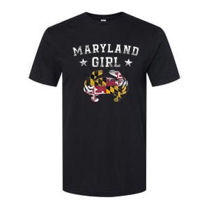 Maryland Girl Flag Blue Crab State Pride Retro Softstyle CVC T-Shirt