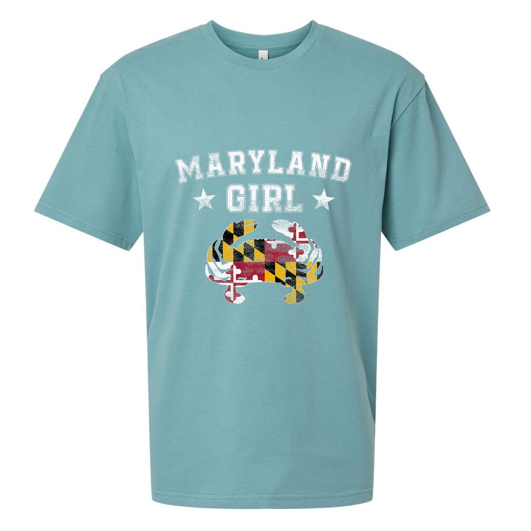 Maryland Girl Flag Blue Crab State Pride Retro Sueded Cloud Jersey T-Shirt