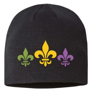 Mardi Gras Fleur Funny Cute Retro Mardi Gras Festival Fleur Sustainable Beanie