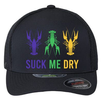 Mardi Gras Funny Suck Me Dry Crawfish Carnival Party Flexfit Unipanel Trucker Cap