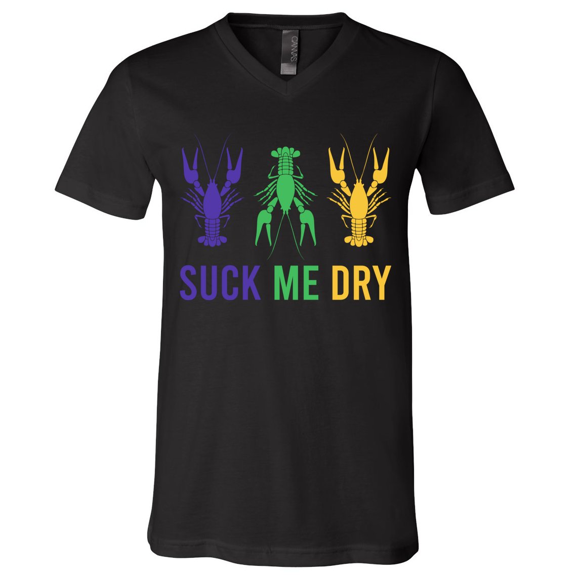 Mardi Gras Funny Suck Me Dry Crawfish Carnival Party V-Neck T-Shirt