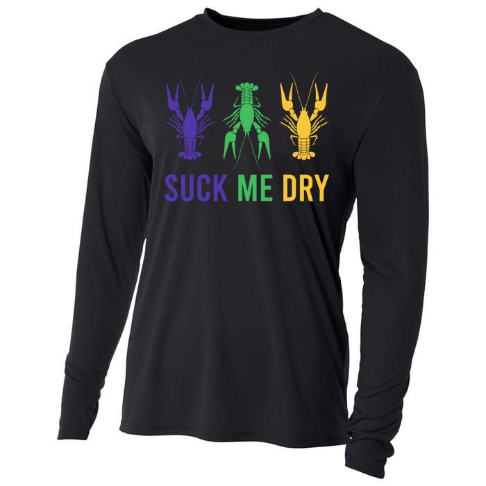 Mardi Gras Funny Suck Me Dry Crawfish Carnival Party Cooling Performance Long Sleeve Crew