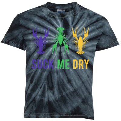 Mardi Gras Funny Suck Me Dry Crawfish Carnival Party Kids Tie-Dye T-Shirt