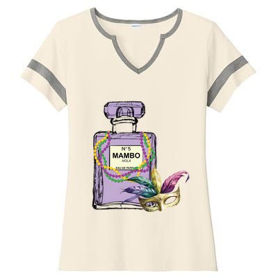 Mardi Gras Faux Tinsel Ladies Halftime Notch Neck Tee