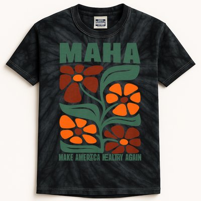 Maha Groovy Floral Make America Healthy Again Maga Rfk Jr Kids Tie-Dye T-Shirt