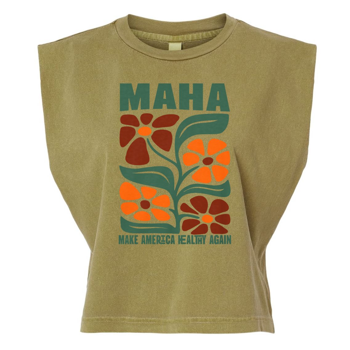 Maha Groovy Floral Make America Healthy Again Maga Rfk Jr Garment-Dyed Women's Muscle Tee