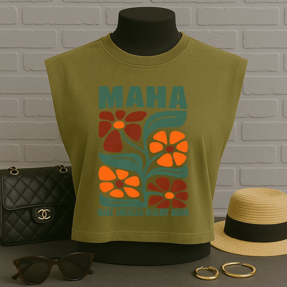 Maha Groovy Floral Make America Healthy Again Maga Rfk Jr Garment-Dyed Women's Muscle Tee