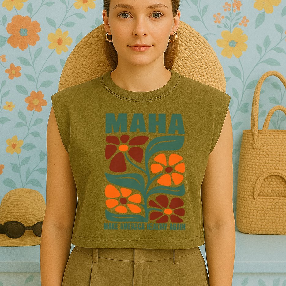 Maha Groovy Floral Make America Healthy Again Maga Rfk Jr Garment-Dyed Women's Muscle Tee