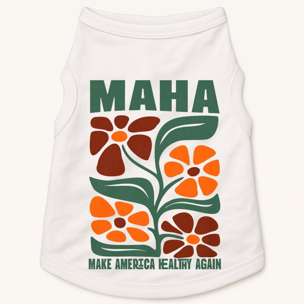 Maha Groovy Floral Make America Healthy Again Maga Rfk Jr Doggie Tank