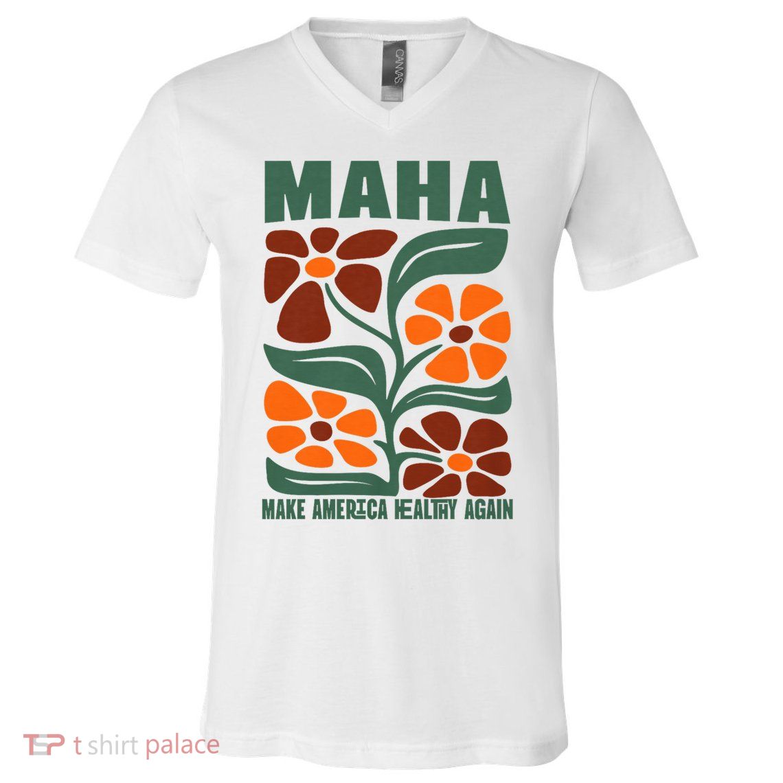 Maha Groovy Floral Make America Healthy Again Maga Rfk Jr V-Neck T-Shirt