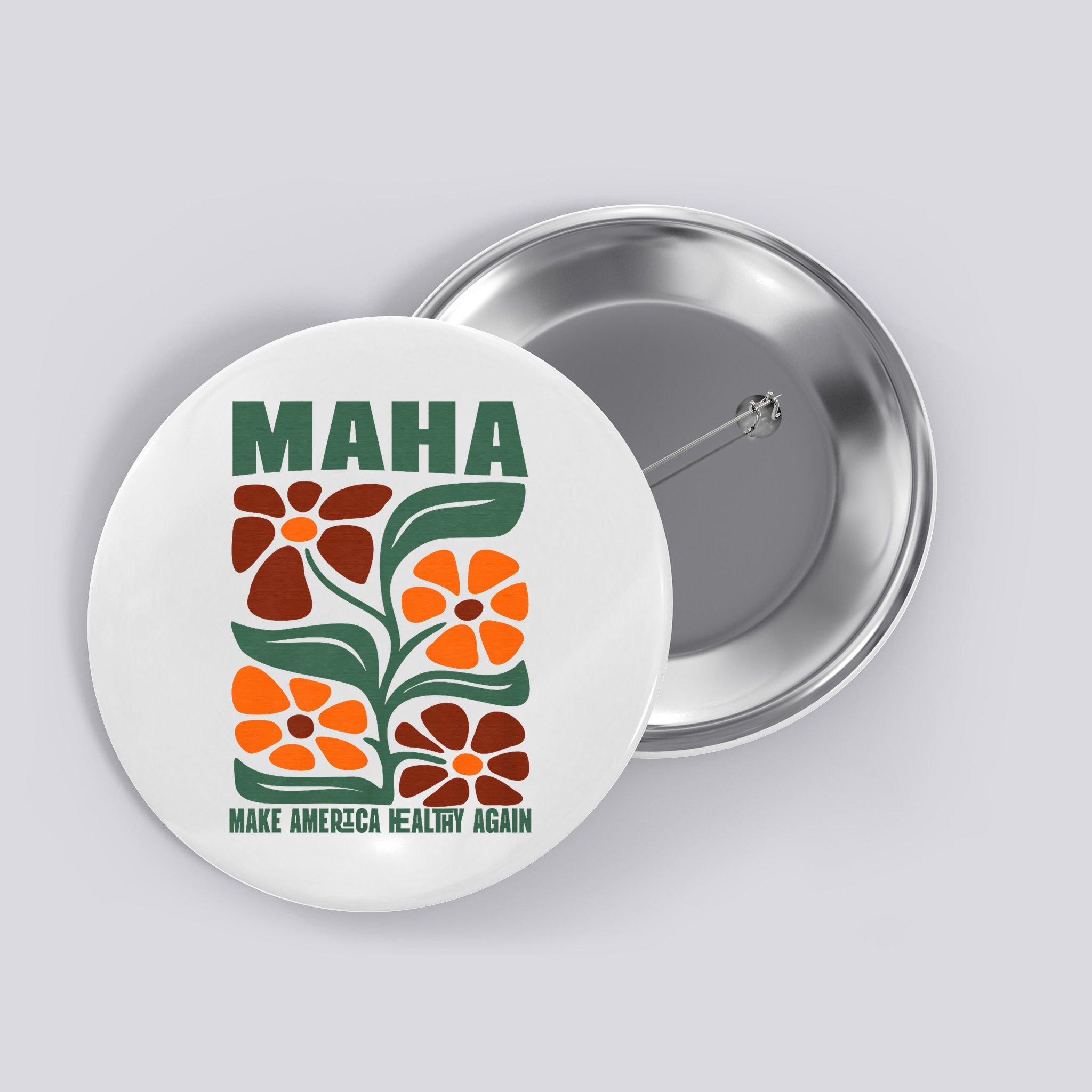 Maha Groovy Floral Make America Healthy Again Maga Rfk Jr Button