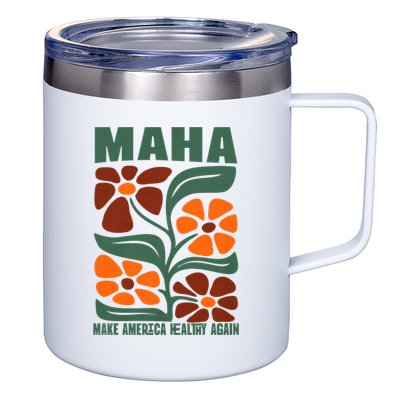 Maha Groovy Floral Make America Healthy Again Maga Rfk Jr 12oz Stainless Steel Coffee Mug