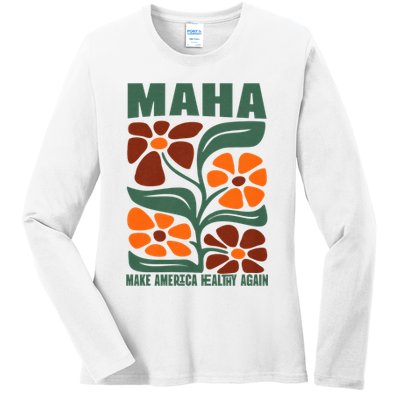 Maha Groovy Floral Make America Healthy Again Maga Rfk Jr Ladies Long Sleeve Shirt