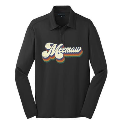 Meemaw Gifts For Grandma Retro Vintage Mothers Day Meemaw Silk Touch Performance Long Sleeve Polo