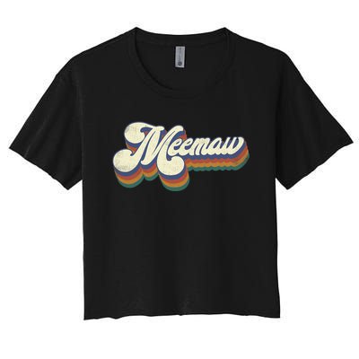 Meemaw Gifts For Grandma Retro Vintage Mothers Day Meemaw Women's Crop Top Tee