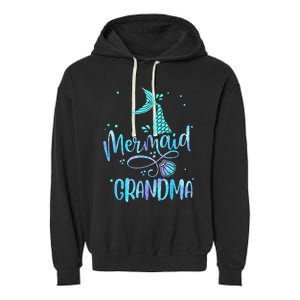 Mermaid Grandma Funny Women Family Matching Party Squad Garment-Dyed Fleece Hoodie