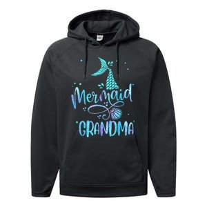 Mermaid Grandma Funny Women Family Matching Party Squad Performance Fleece Hoodie