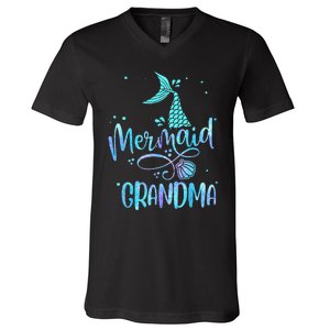 Mermaid Grandma Funny Women Family Matching Party Squad V-Neck T-Shirt