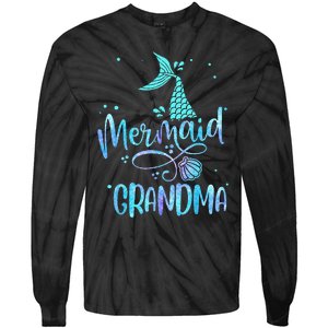 Mermaid Grandma Funny Women Family Matching Party Squad Tie-Dye Long Sleeve Shirt