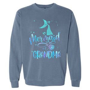 Mermaid Grandma Funny Women Family Matching Party Squad Garment-Dyed Sweatshirt