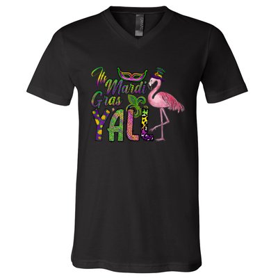 Mardi Gras Flamingo Carnival Costume Gift V-Neck T-Shirt