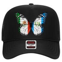 Mexican Guatemalan Flag Butterfly High Crown Mesh Back Trucker Hat