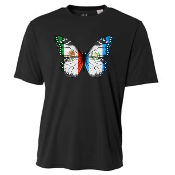 Mexican Guatemalan Flag Butterfly Cooling Performance Crew T-Shirt