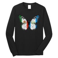 Mexican Guatemalan Flag Butterfly Long Sleeve Shirt