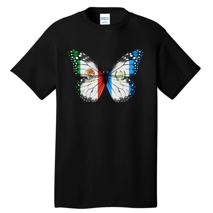 Mexican Guatemalan Flag Butterfly Tall T-Shirt