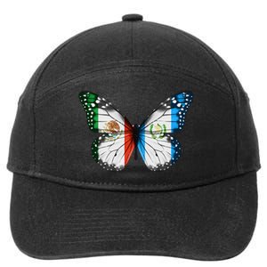 Mexican Guatemalan Flag Butterfly 7-Panel Snapback Hat