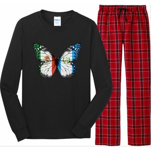 Mexican Guatemalan Flag Butterfly Long Sleeve Pajama Set