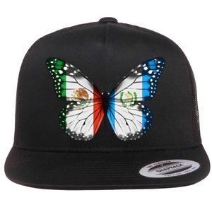 Mexican Guatemalan Flag Butterfly Flat Bill Trucker Hat