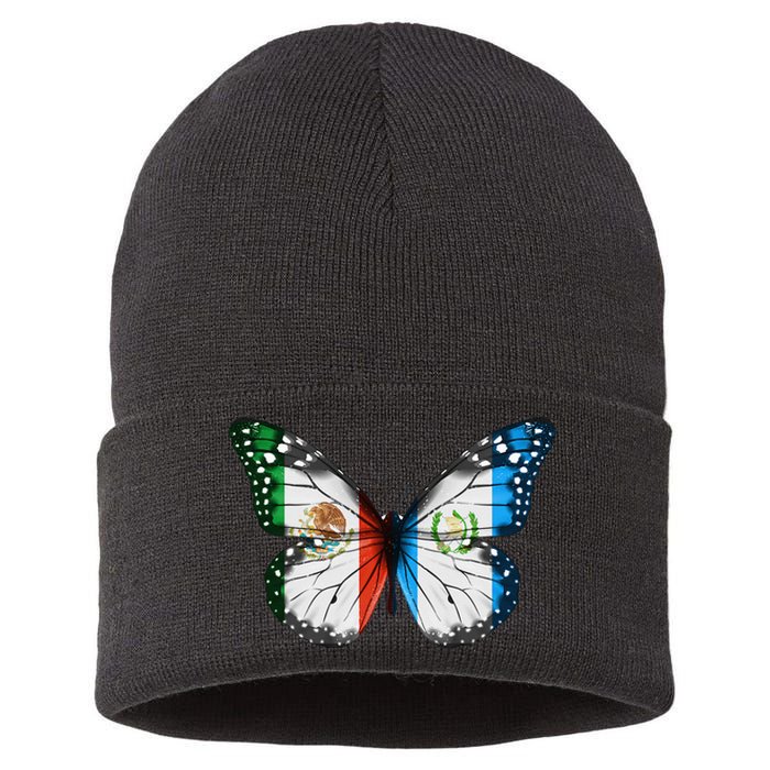 Mexican Guatemalan Flag Butterfly Sustainable Knit Beanie