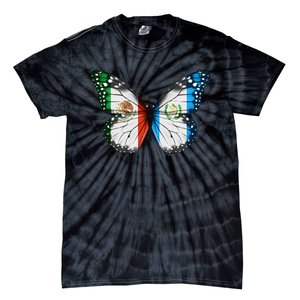 Mexican Guatemalan Flag Butterfly Tie-Dye T-Shirt