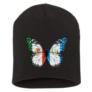 Mexican Guatemalan Flag Butterfly Short Acrylic Beanie